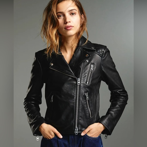 NWT Wilfred Richards Leather Biker Jacket XS - Picture 7 of 9